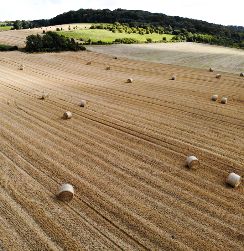 Aerial photo of bales of Hay - Hooiballen  in FrankrijkTraveltower